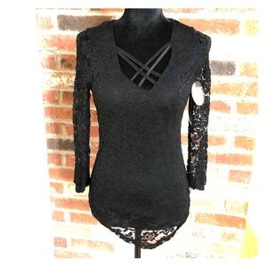 NEVER WORN w/ TAGS! Black Long-Sleeve Lace Shirt